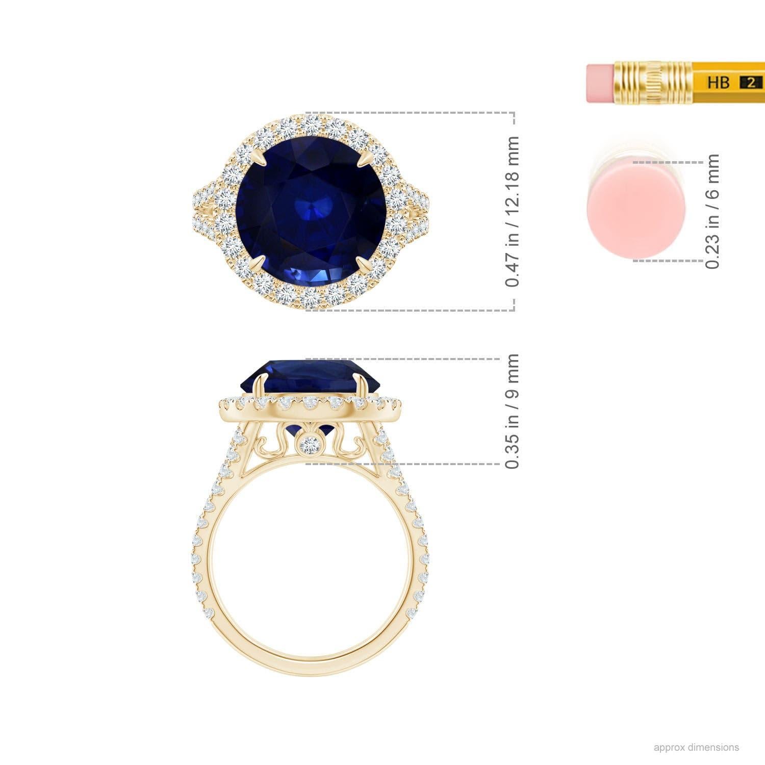 For Sale:  ANGARA GIA Certified Natural Ceylon Sapphire Split Shank Ring in Yellow Gold 5