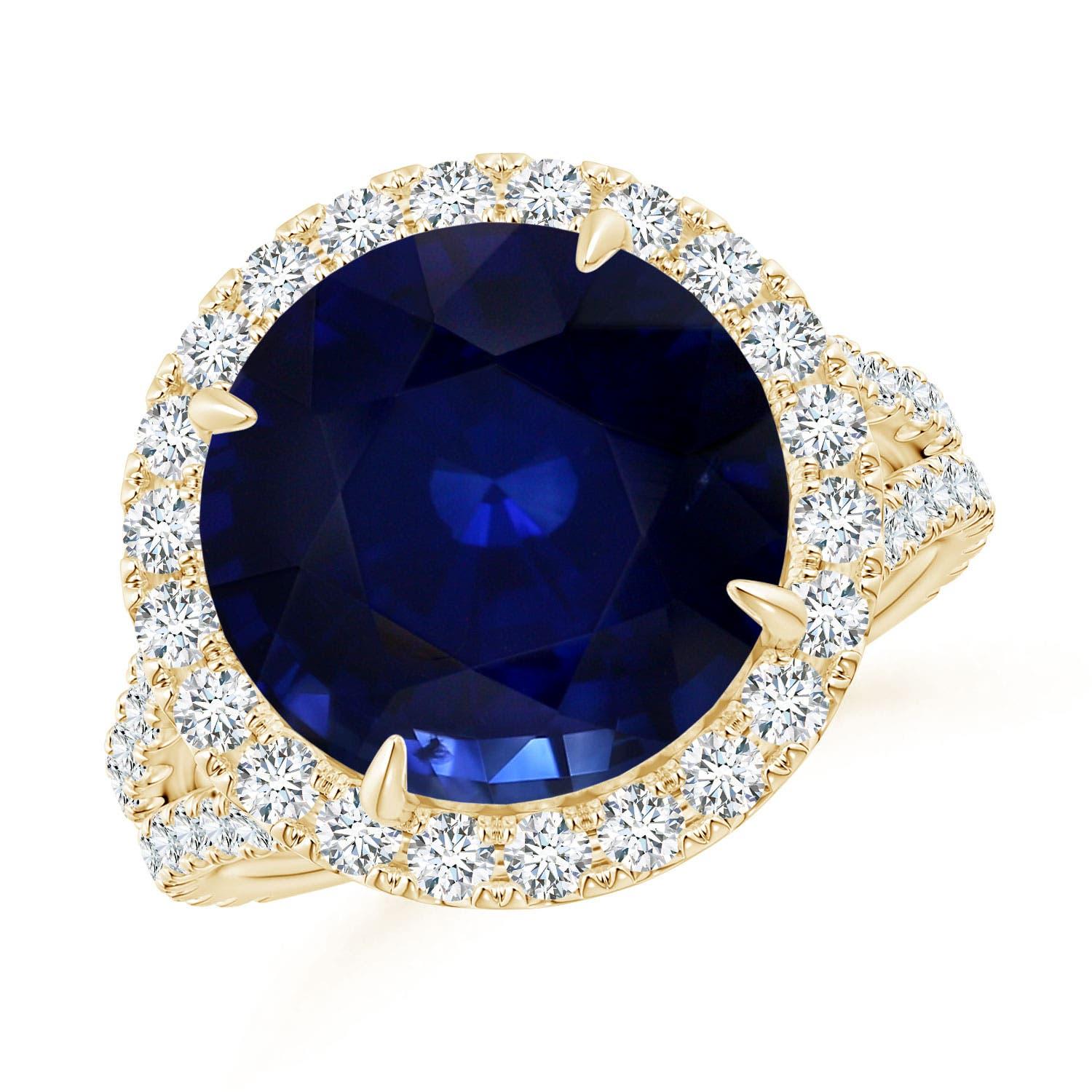 For Sale:  ANGARA GIA Certified Natural Ceylon Sapphire Split Shank Ring in Yellow Gold