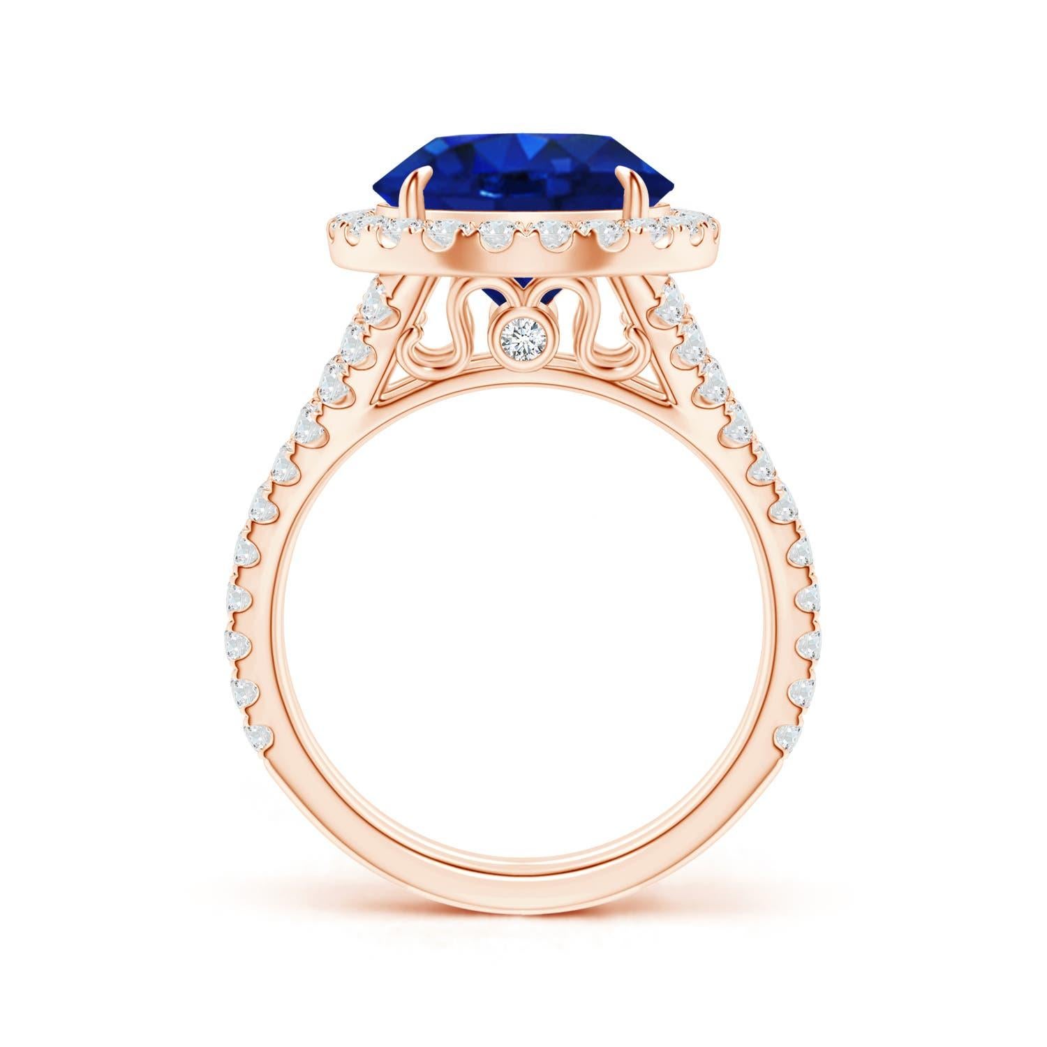 GIA Certified Natural Ceylon Sapphire Split Shank Rose Gold Ring 2