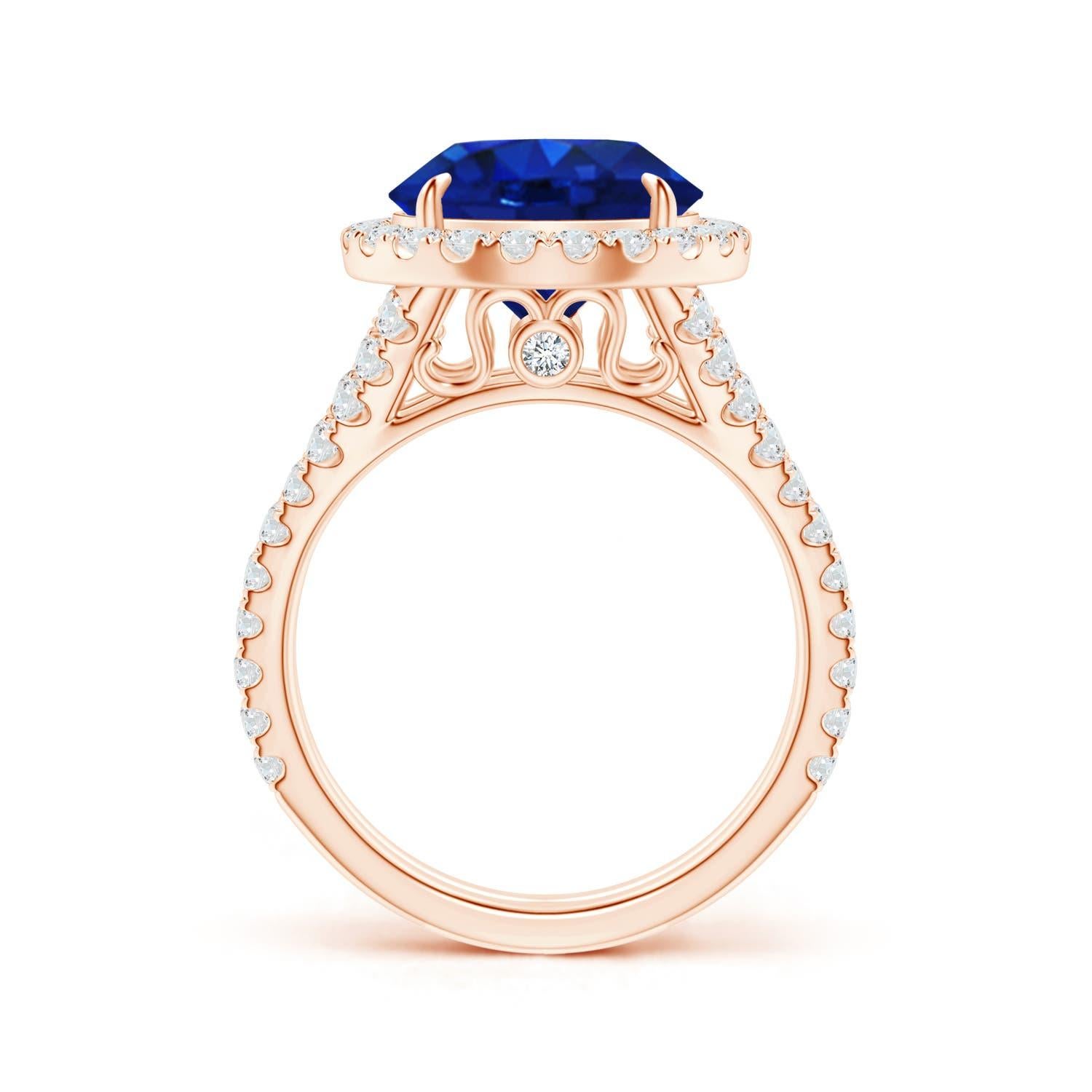 For Sale:  GIA Certified Natural Ceylon Sapphire Split Shank Rose Gold Ring 2