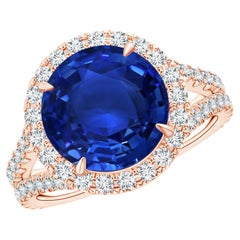 ANGARA GIA Certified Natural Ceylon Sapphire Split Shank Rose Gold Ring