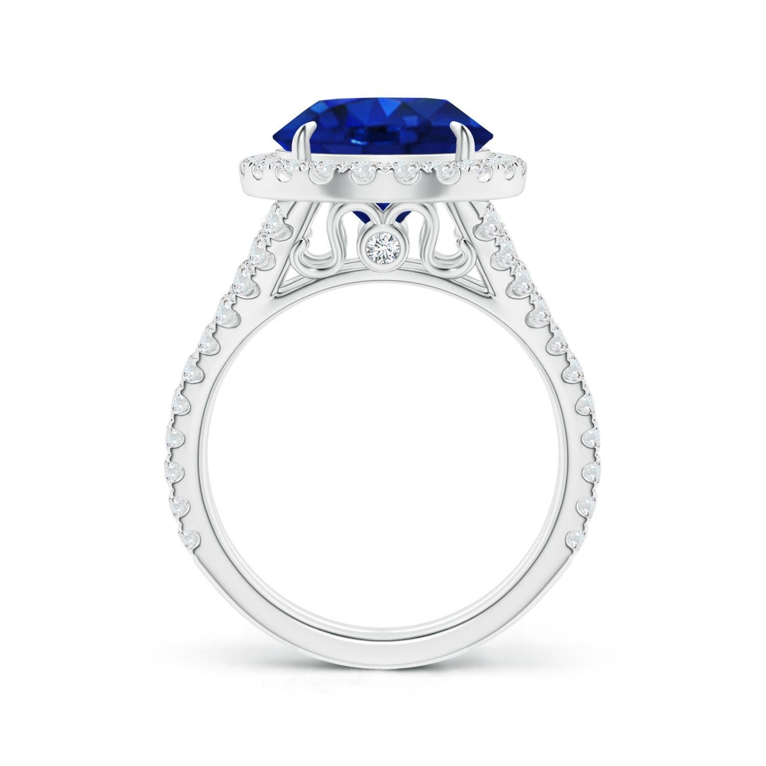 Angara GIA Certified Natural Ceylon Sapphire Split Shank White Gold Ring 2