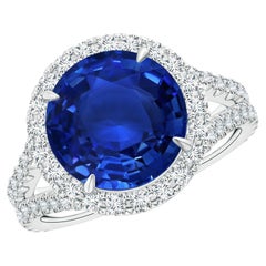 Angara GIA Certified Natural Ceylon Sapphire Split Shank White Gold Ring