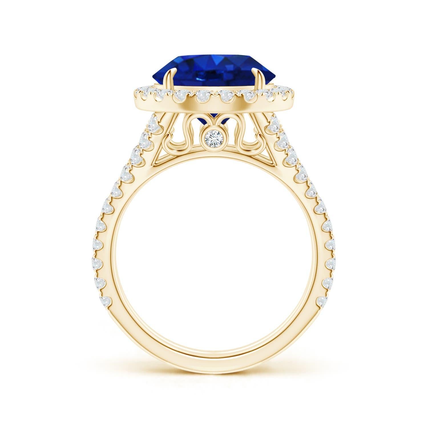 For Sale:  ANGARA GIA Certified Natural Ceylon Sapphire Split Shank Yellow Gold Ring 2