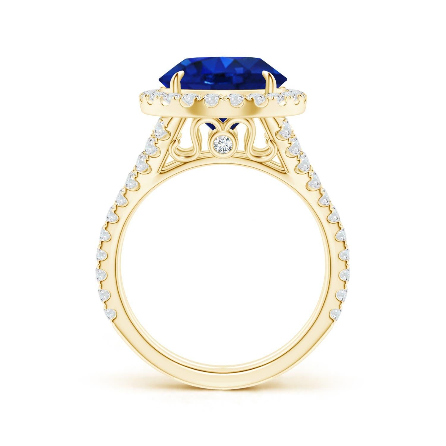 For Sale:  GIA Certified Natural Ceylon Sapphire Split Shank Yellow Gold Ring 2