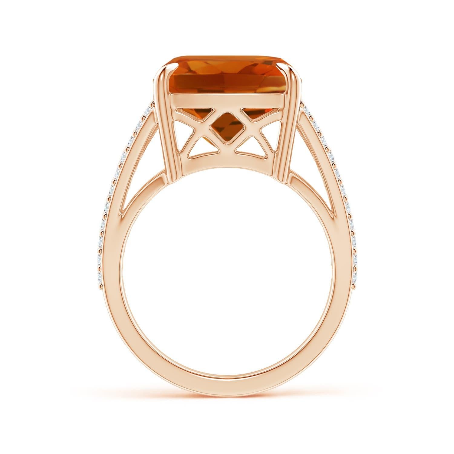 En vente :  Angara Bague à tige croisée en or rose avec citrine naturelle certifiée par le GIA 2