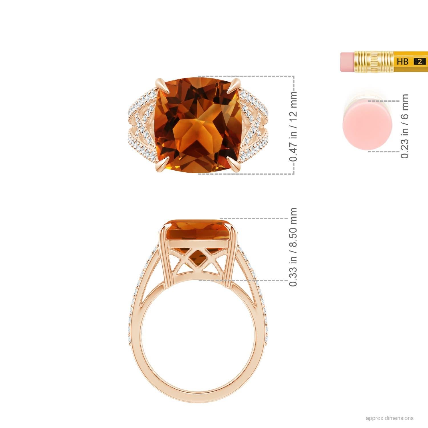 For Sale:  Angara GIA Certified Natural Citrine Crossover Shank Ring in Rose Gold 4