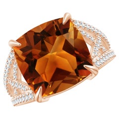 ANGARA GIA Certified Natural Citrine Crossover Shank Ring in Rose Gold