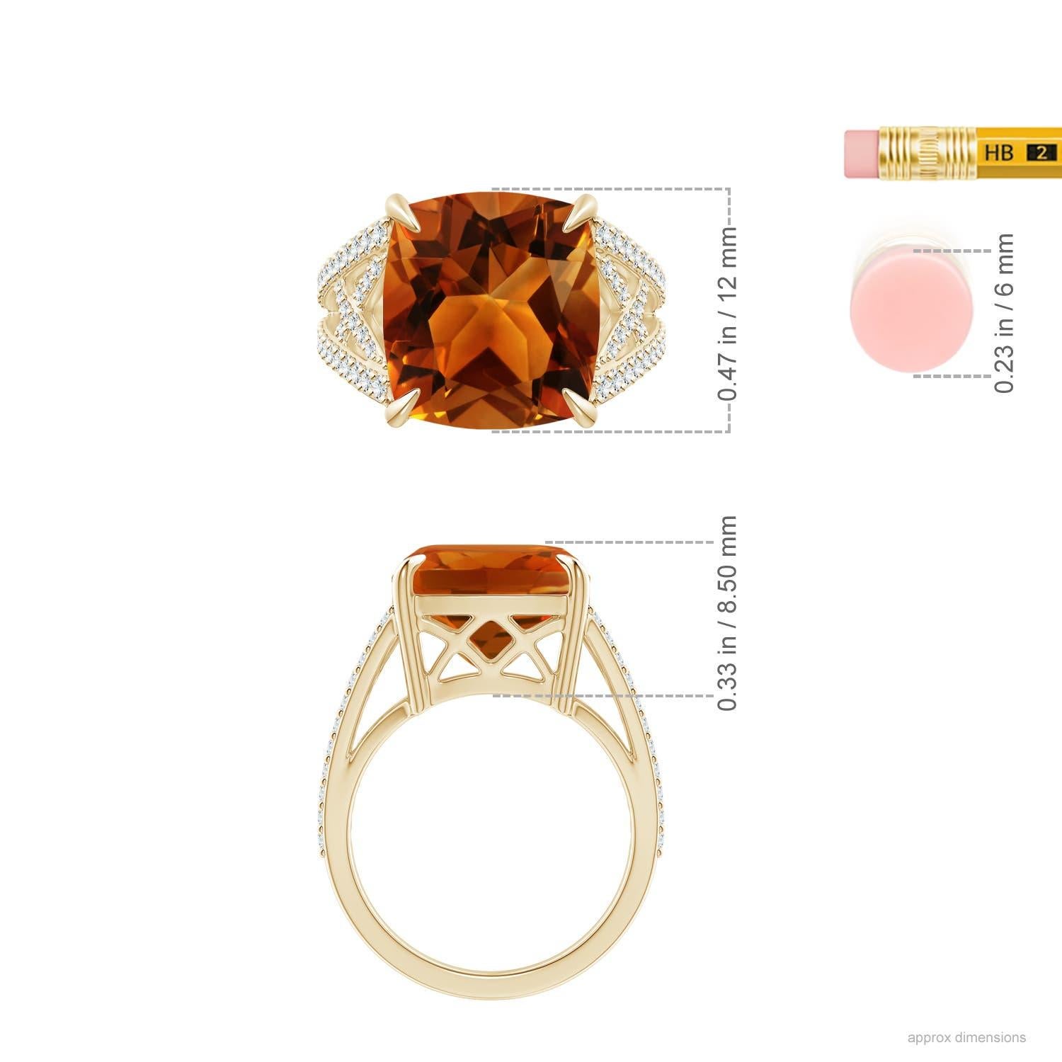 For Sale:  ANGARA GIA Certified Natural Citrine Crossover Shank Ring in Yellow Gold 4