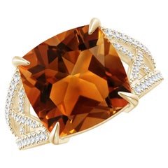 ANGARA GIA Certified Natural Citrine Crossover Shank Ring in Yellow Gold