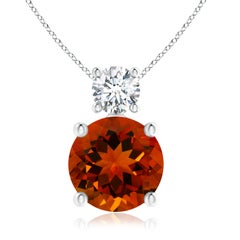Angara Gia Certified Natural Citrine Platinum Pendant Necklace with Diamond