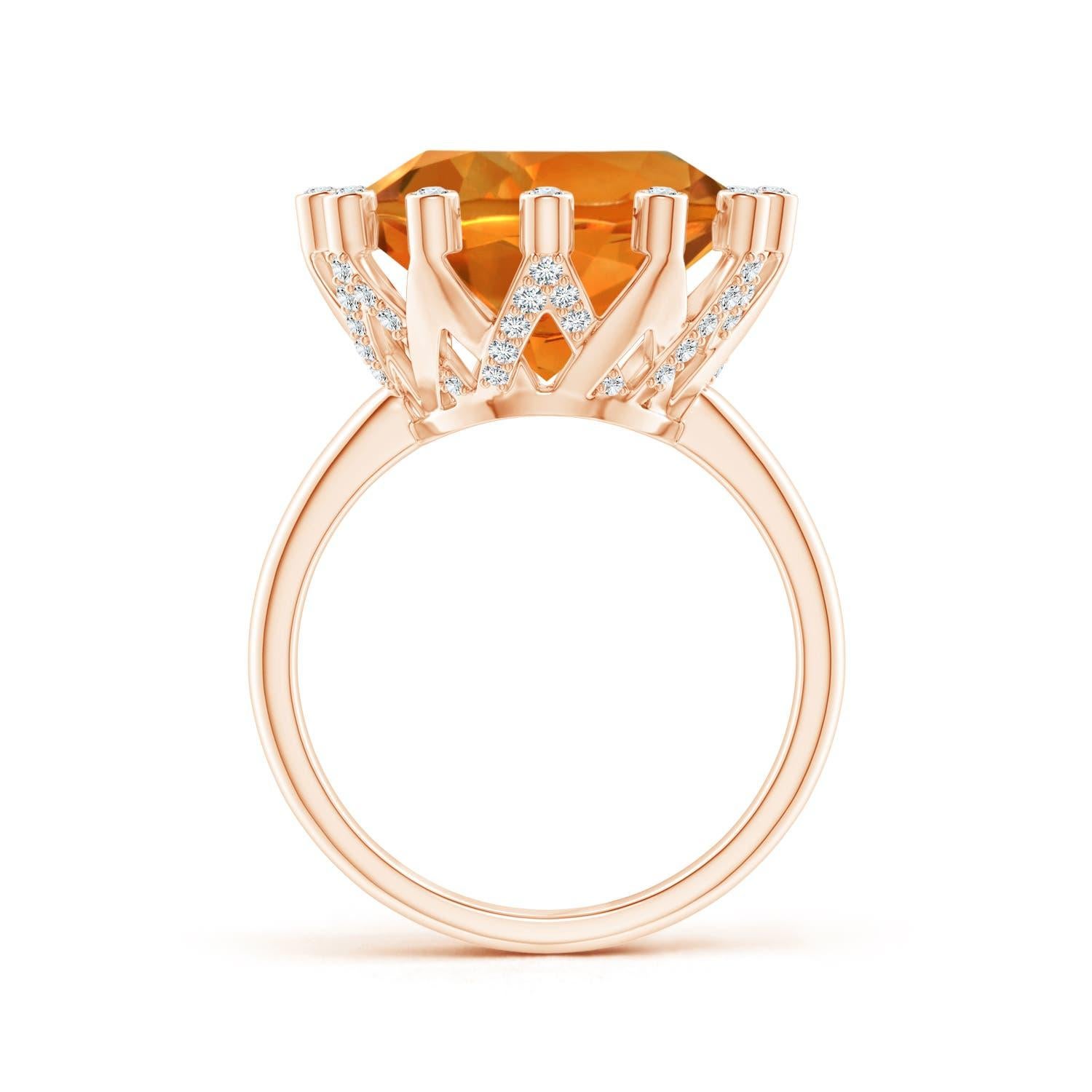 For Sale:  Angara GIA Certified Natural Citrine Ring in Rose Gold with Diamond Accents 2