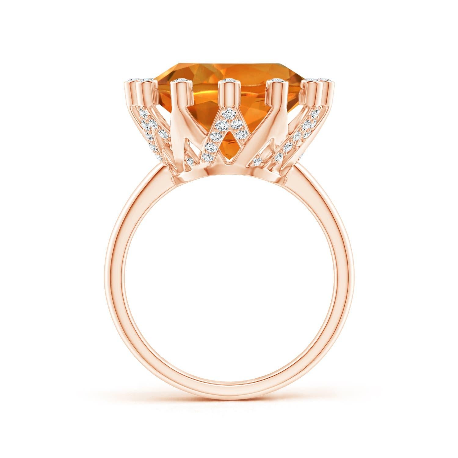 For Sale:  GIA Certified Natural Citrine Ring in Rose Gold with Diamond Accents 2