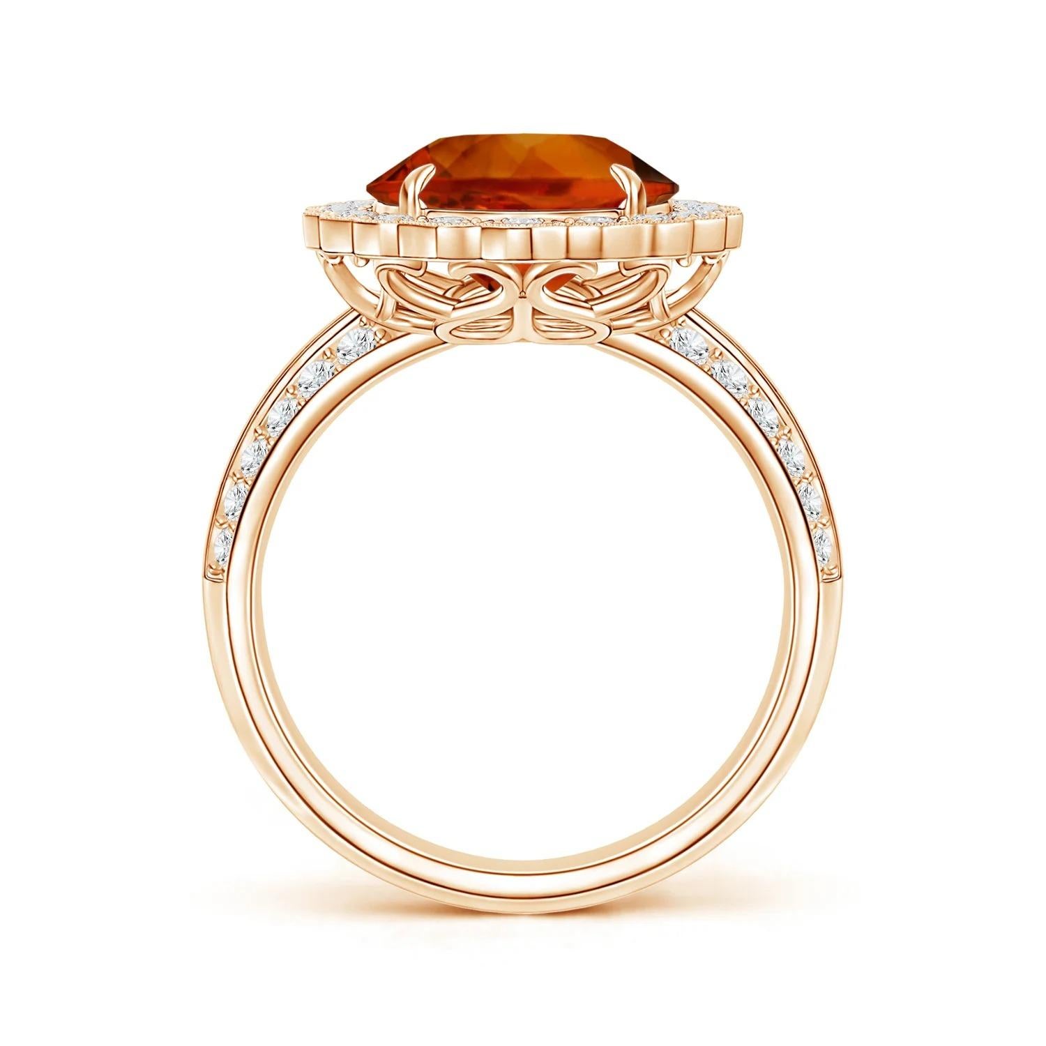 For Sale:  GIA Certified Natural Citrine Ring in Rose Gold with Diamond Floral Halo 2