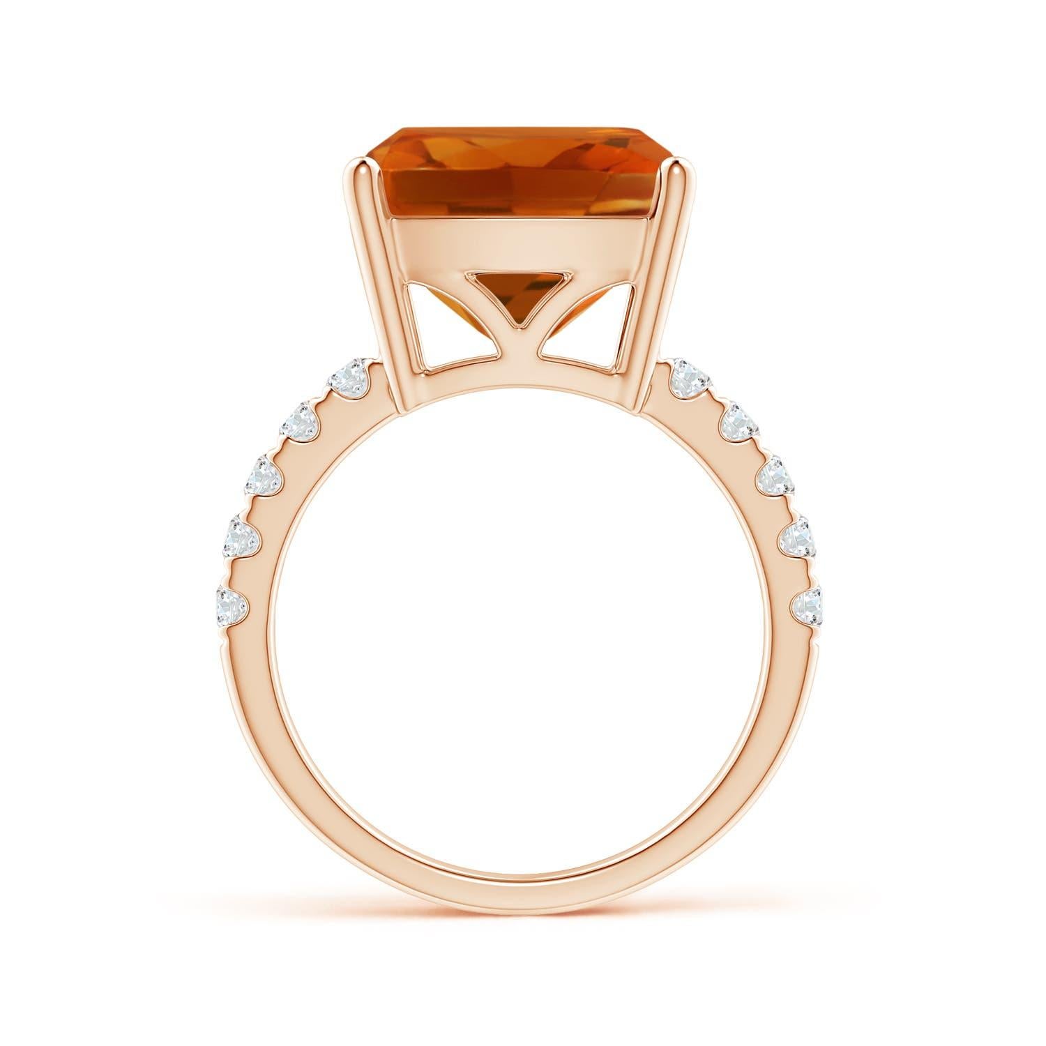 For Sale:  Angara GIA Certified Natural Citrine Ring in Rose Gold with U Pave-Set Diamonds 2