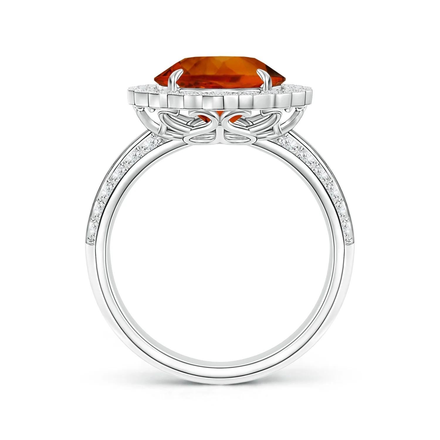 For Sale:  GIA Certified Natural Citrine Ring in White Gold with Diamond Floral Halo 2