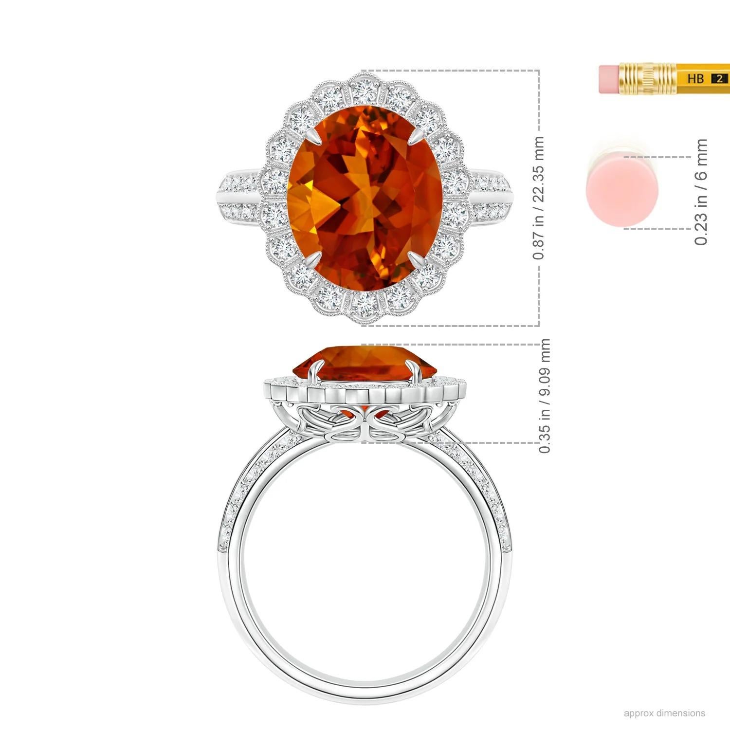 For Sale:  GIA Certified Natural Citrine Ring in White Gold with Diamond Floral Halo 4