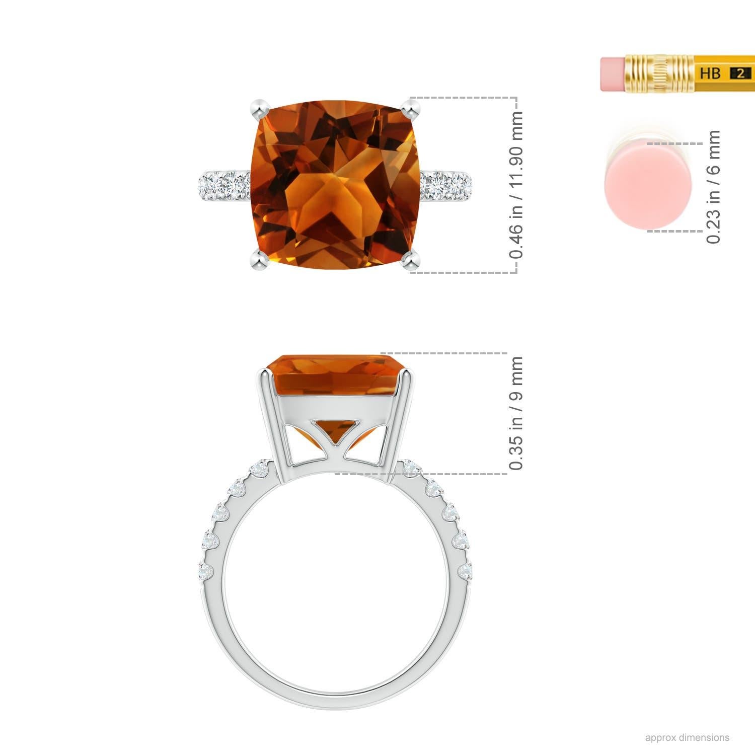 For Sale:  Angara GIA Certified Natural Citrine Ring in White Gold with U Pave-Set Diamonds 4