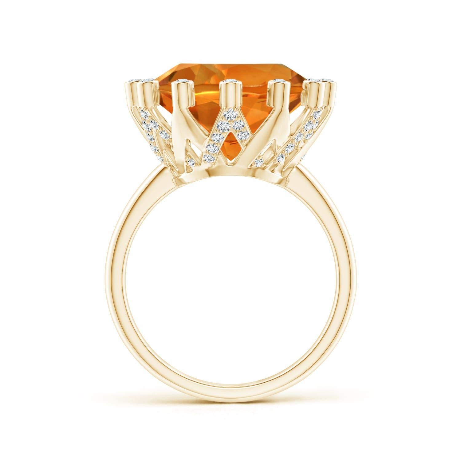 For Sale:  GIA Certified Natural Citrine Ring in Yellow Gold with Diamond Accents 2