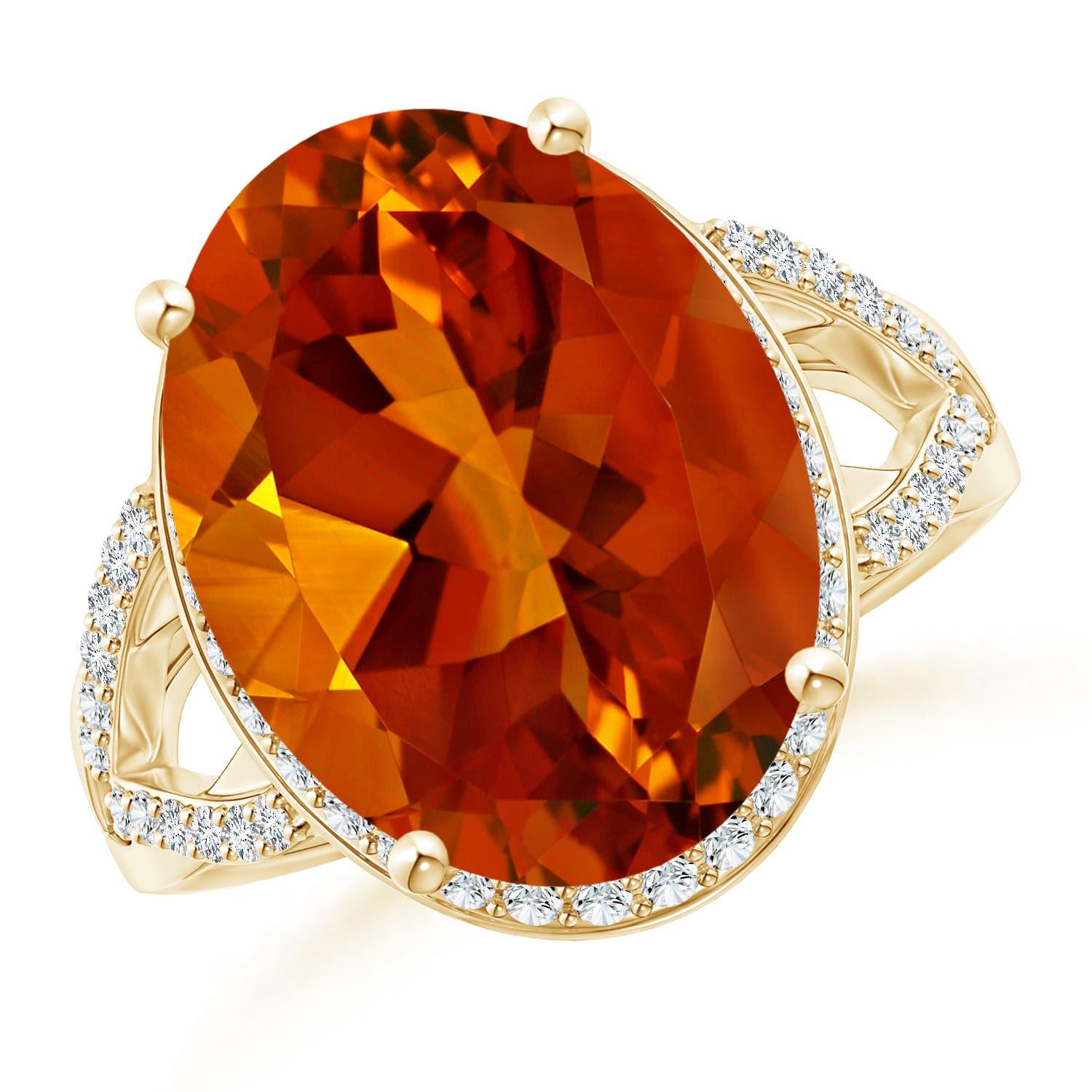 For Sale:  GIA Certified Natural Citrine Ring in Yellow Gold with Diamond Accents 2