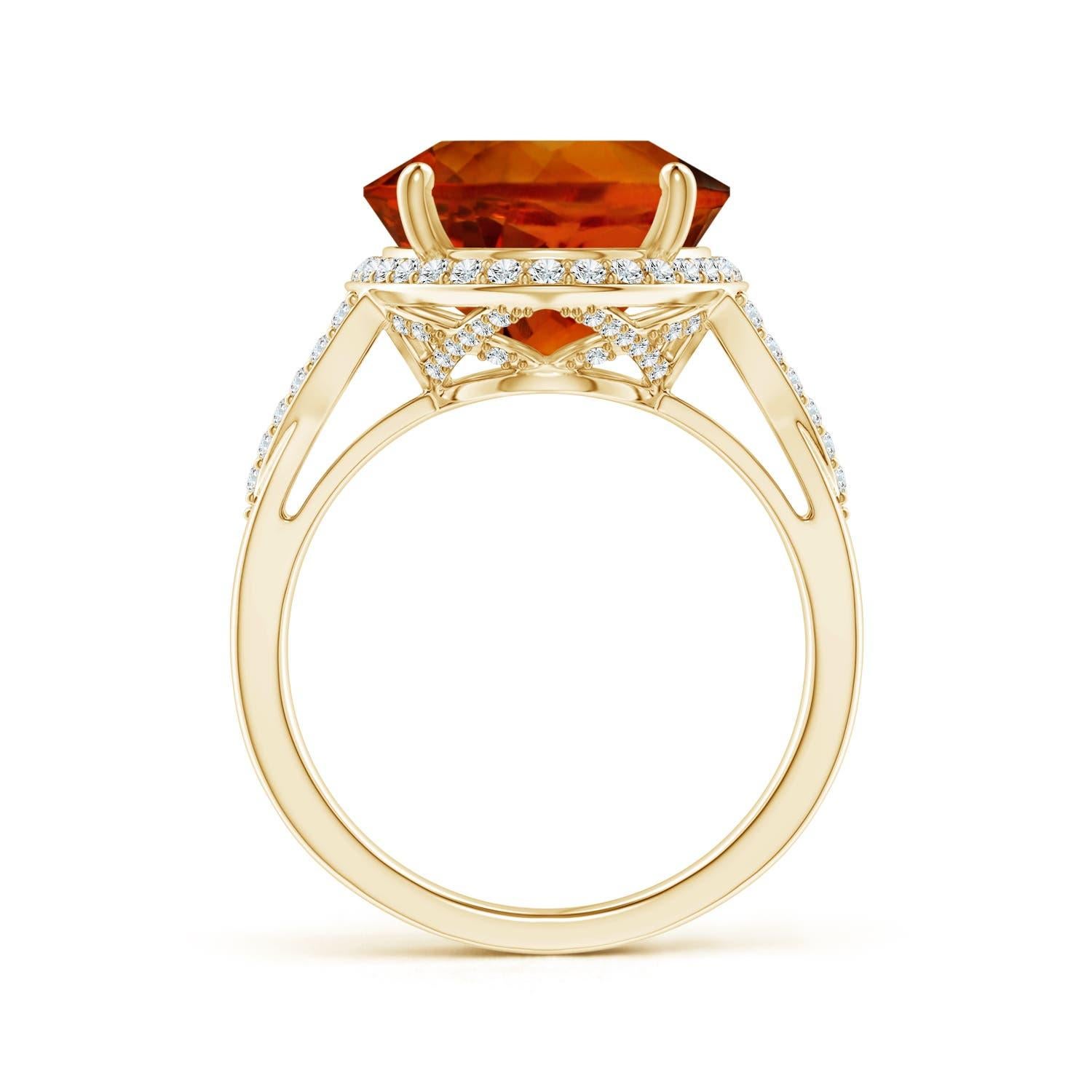 For Sale:  GIA Certified Natural Citrine Ring in Yellow Gold with Diamond Accents 3