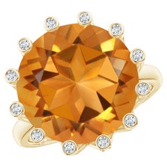 Bague en or jaune avec diamants et citrine naturelle certifiée par le GIA