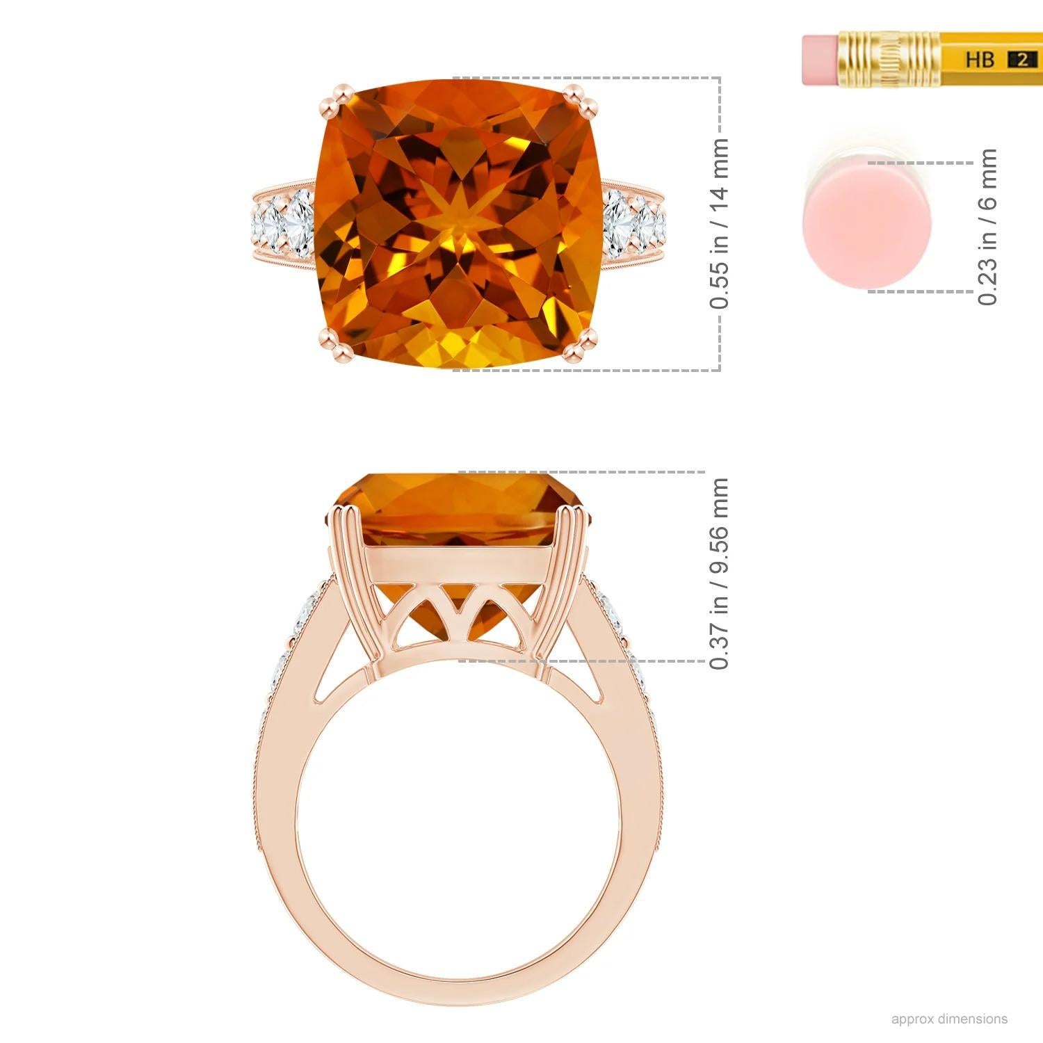 GIA Certified Natural Citrine Solitaire Ring in Rose Gold with Diamonds 6