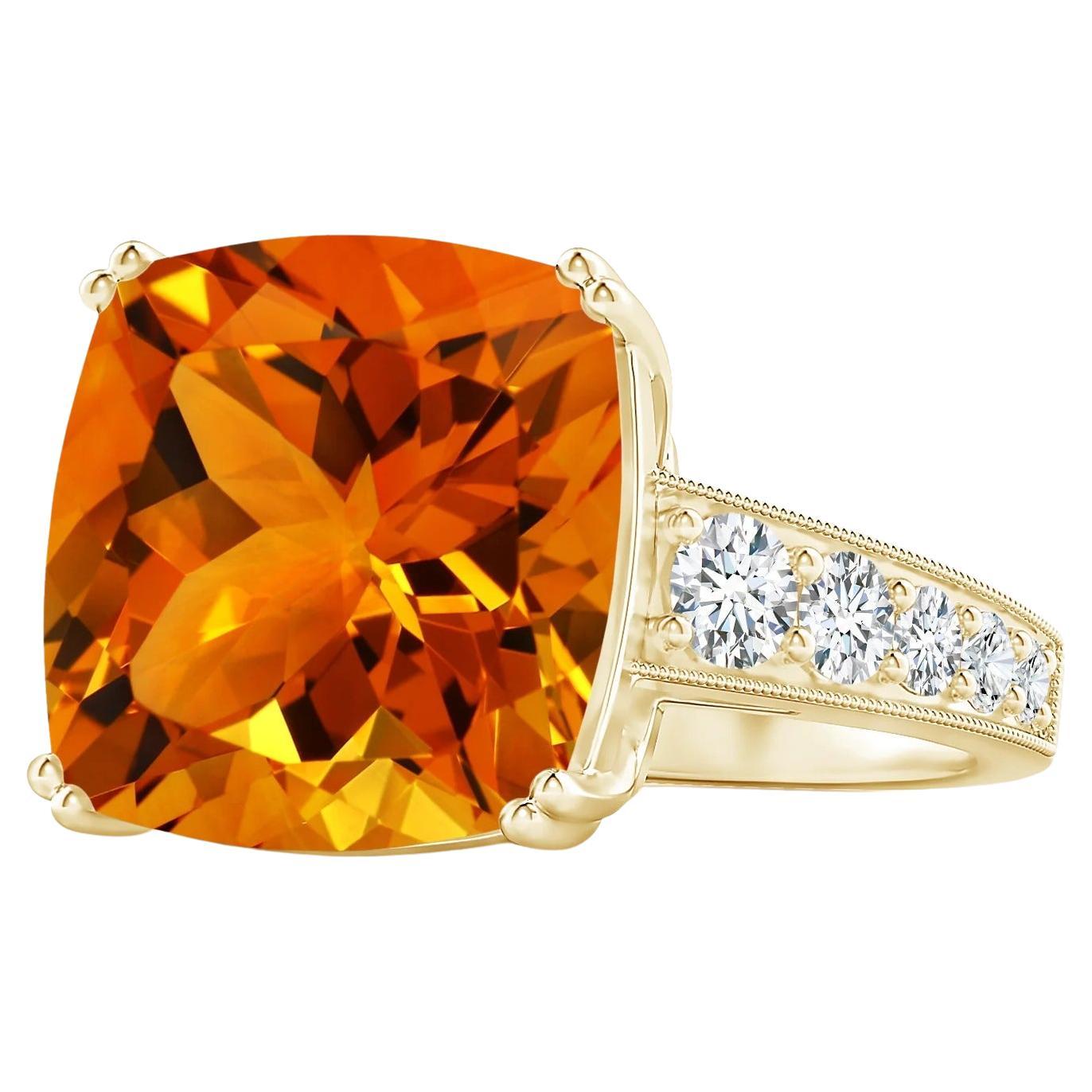 Customizable GIA Certified Natural Citrine Solitaire Ring in Yellow