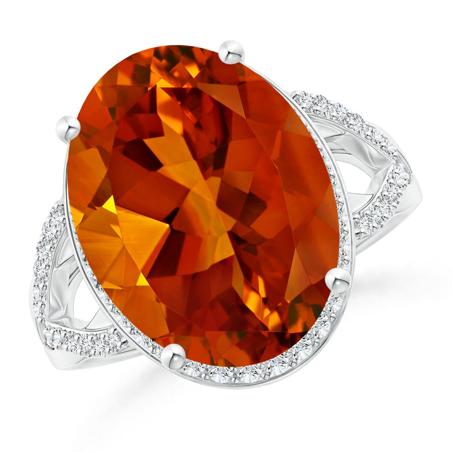 For Sale:  ANGARA GIA Certified Natural Citrine Split Shank Ring in Platinum with Diamonds 2