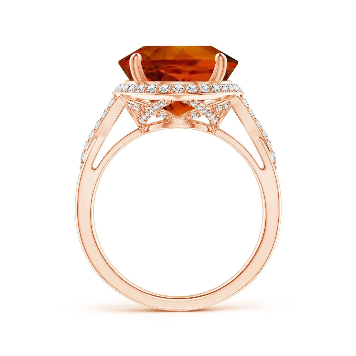 For Sale:  ANGARA GIA Certified Natural Citrine Split Shank Ring in Rose Gold with Diamonds 3
