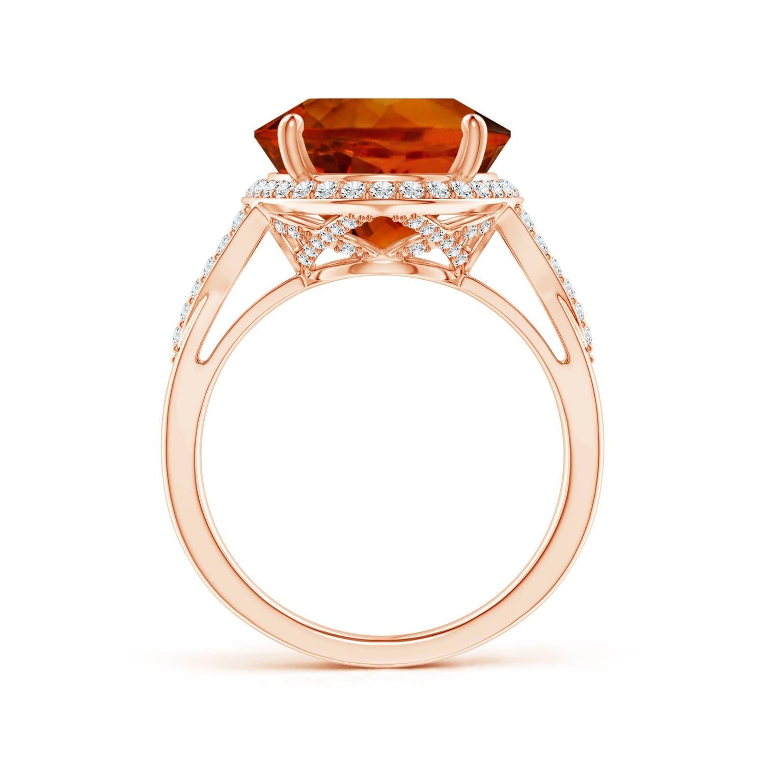 ANGARA GIA Certified Natural Citrine Split Shank Ring in Rose Gold with Diamonds 3