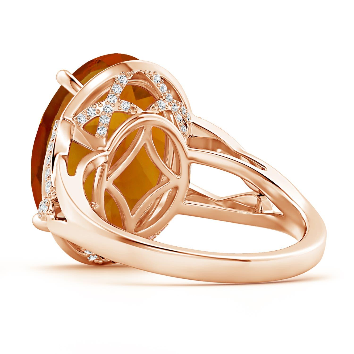 For Sale:  ANGARA GIA Certified Natural Citrine Split Shank Ring in Rose Gold with Diamonds 4