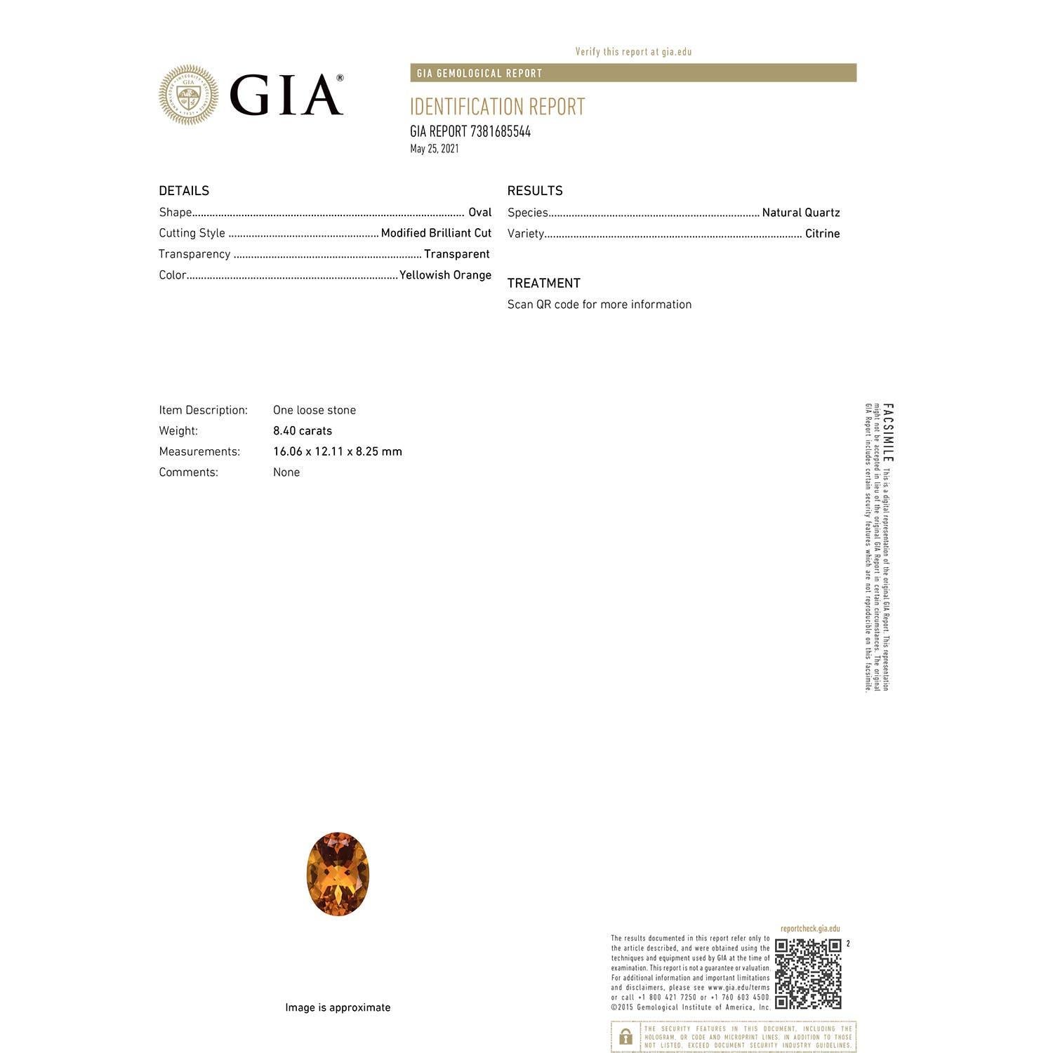 En vente :  ANGARA Bague  tige fendue en or rose avec diamants et citrine naturelle certifie par le GIA 5