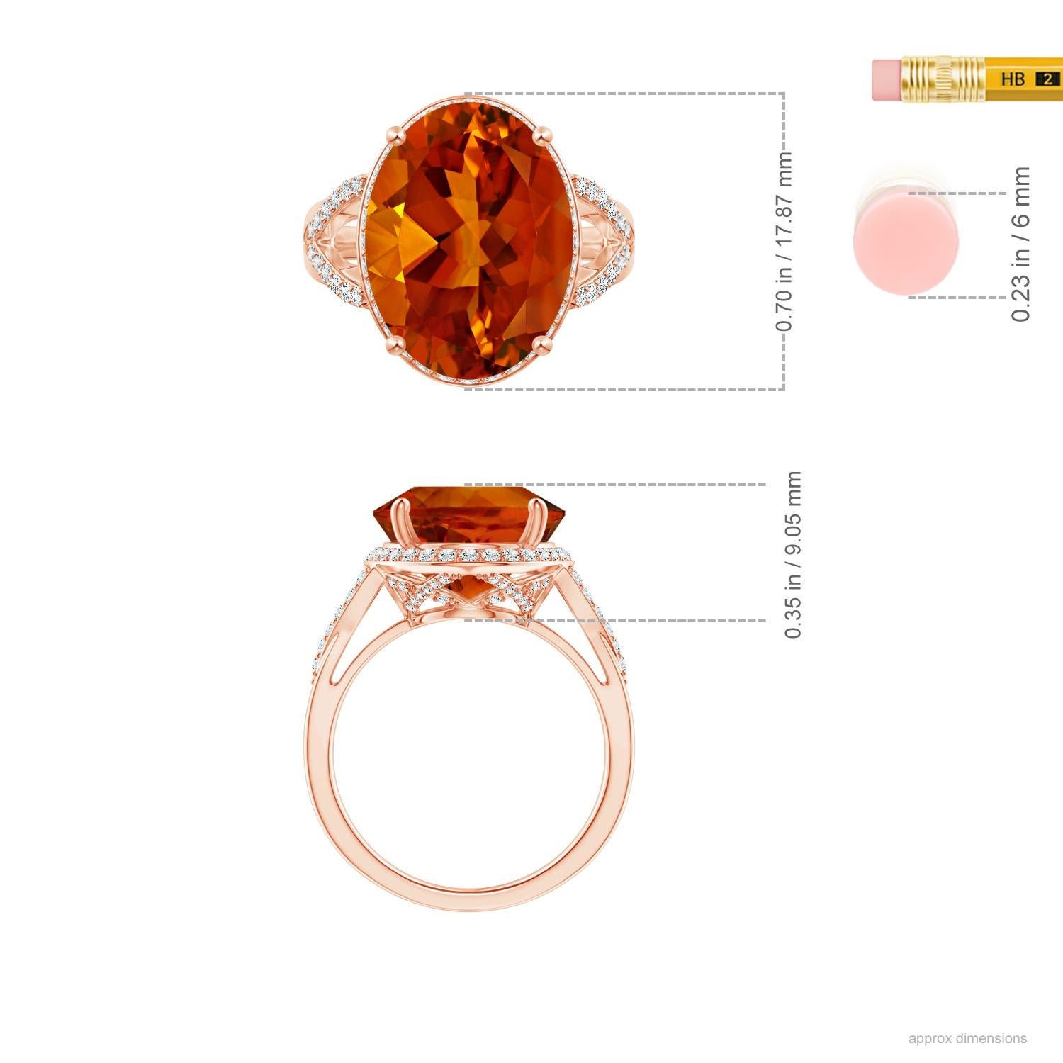 En vente :  ANGARA Bague  tige fendue en or rose avec diamants et citrine naturelle certifie par le GIA 6