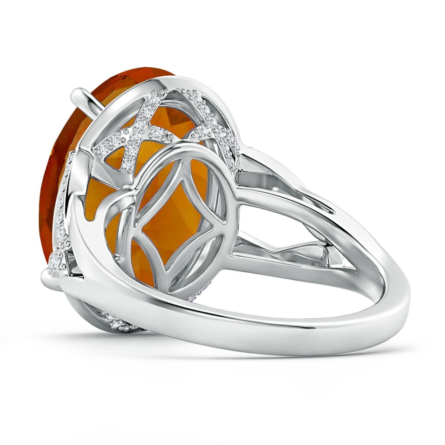 En vente :  Angara Bague en or blanc  tige fendue avec diamants et citrine naturelle certifie par le GIA 4