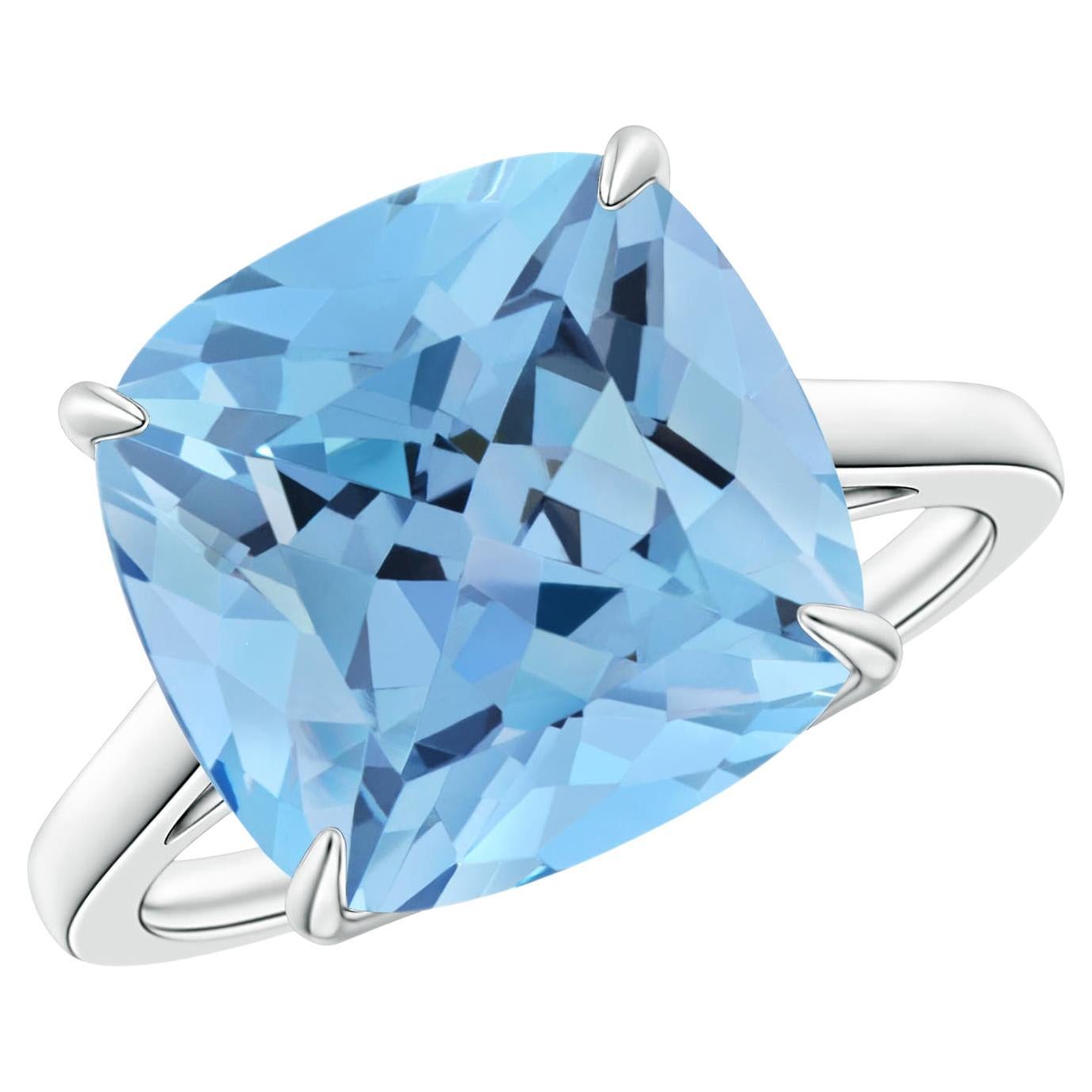 For Sale:  ANGARA GIA Certified Natural Classic Aquamarine Cocktail Ring in White Gold