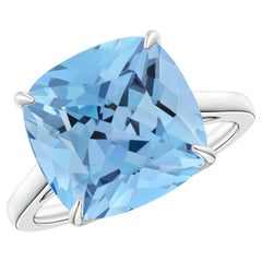 Angara GIA Certified Natural Classic Aquamarine Cocktail Ring in White Gold