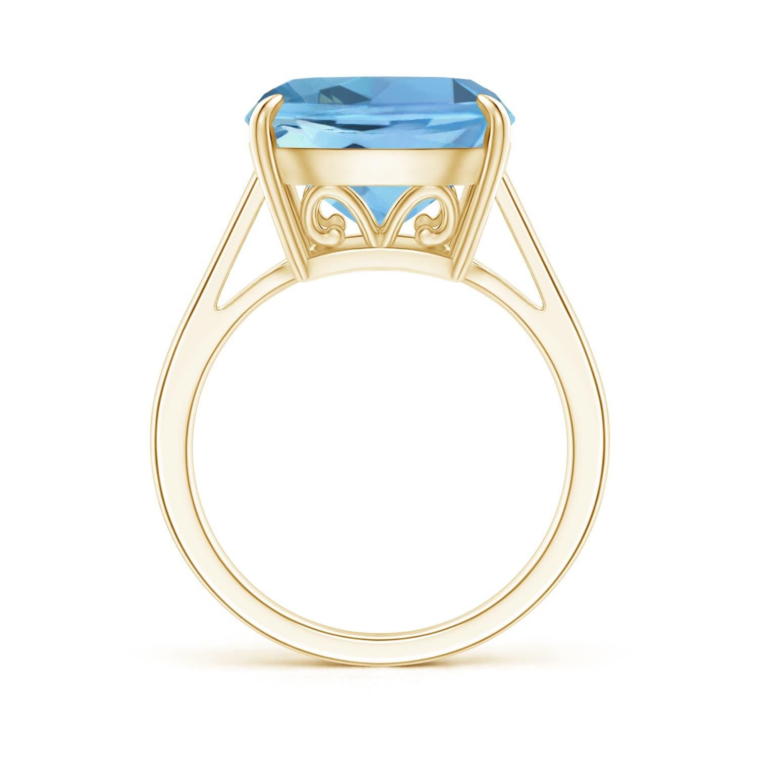 For Sale:  GIA Certified Natural Classic Aquamarine Cocktail Ring in Yellow Gold 2