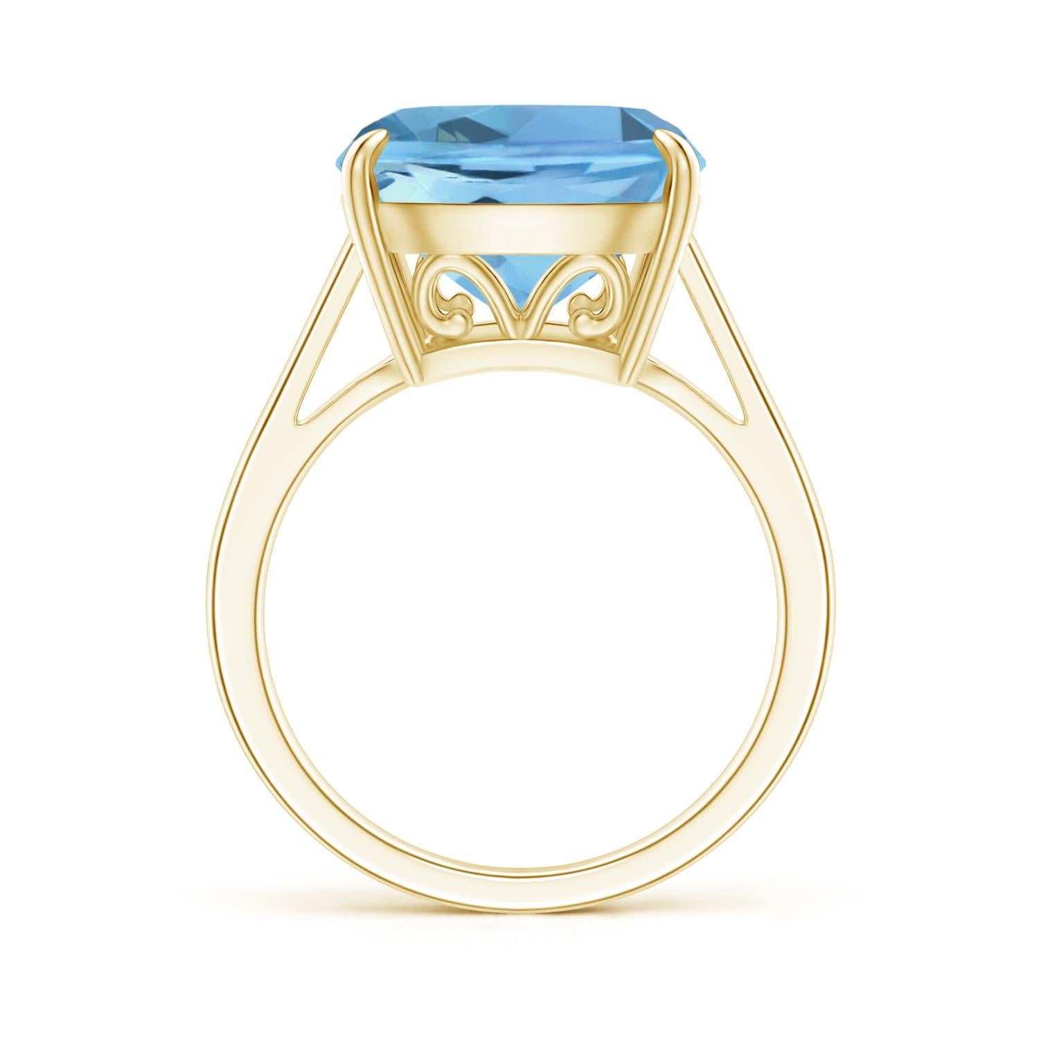 For Sale:  ANGARA GIA Certified Natural Classic Aquamarine Cocktail Ring in Yellow Gold 2