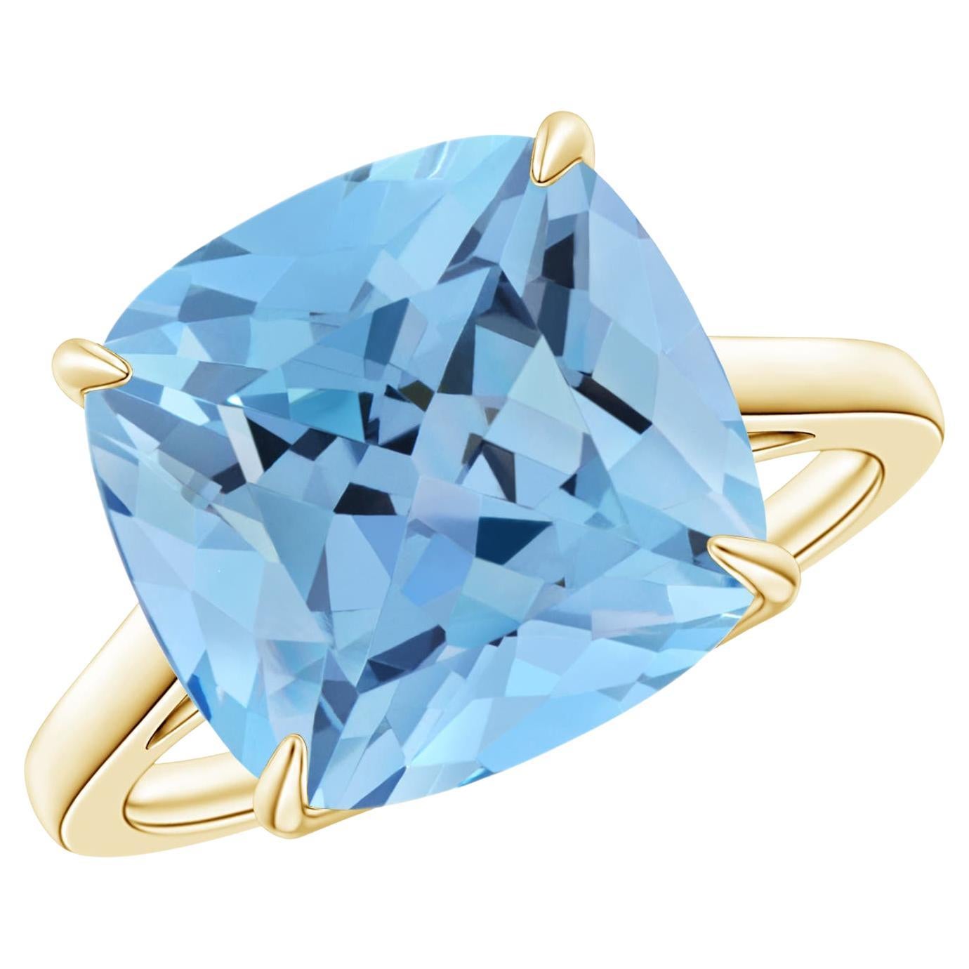 For Sale:  ANGARA GIA Certified Natural Classic Aquamarine Cocktail Ring in Yellow Gold