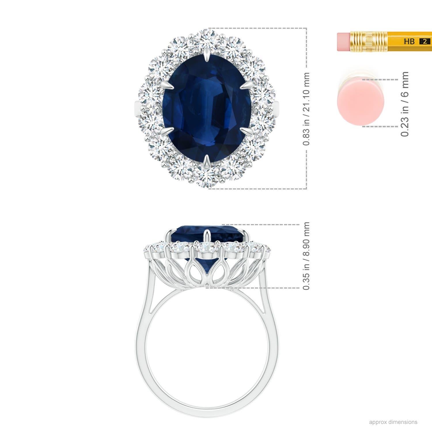 For Sale:  Angara GIA Certified Natural Classic Blue Sapphire Platinum Ring with Diamond 4