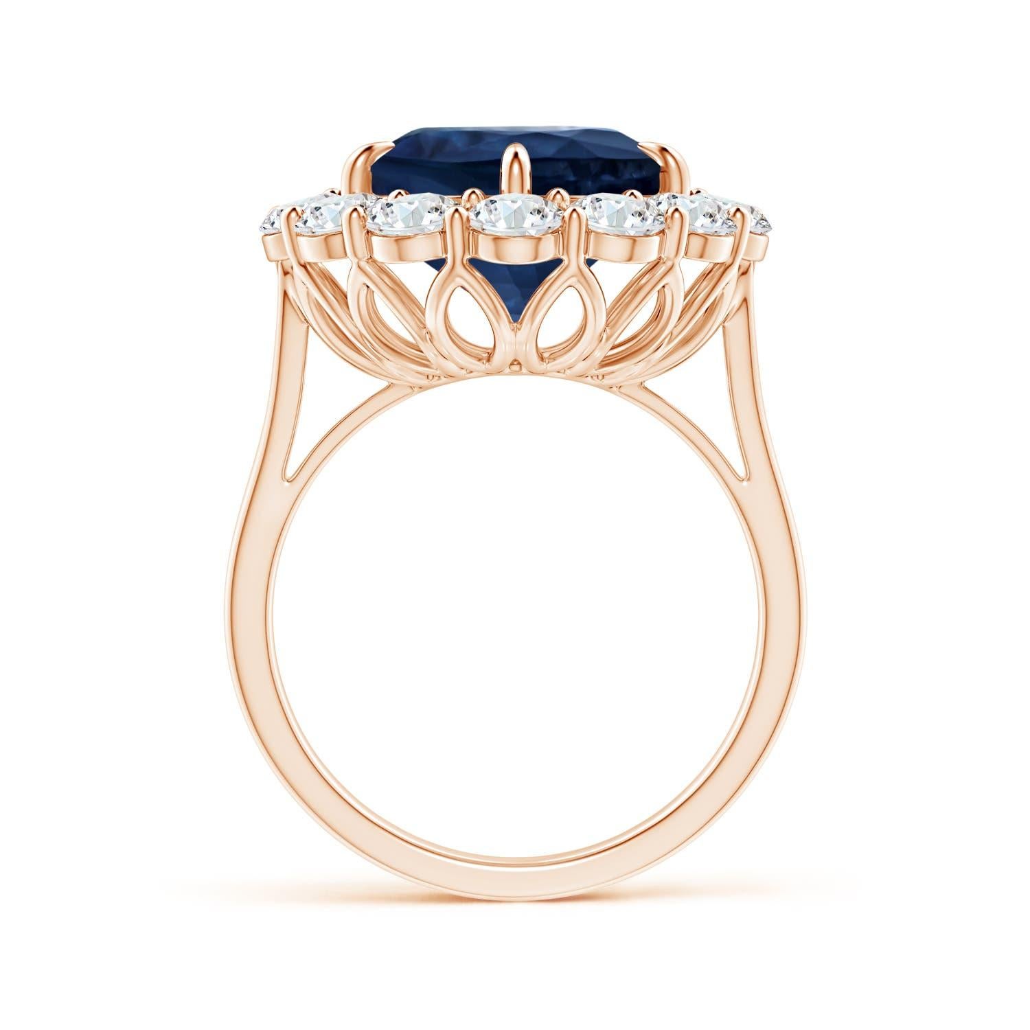 For Sale:  Angara GIA Certified Natural Classic Blue Sapphire Rose Gold Ring with Diamond 2