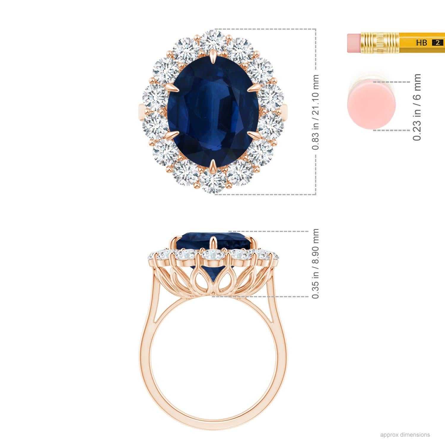 For Sale:  Angara GIA Certified Natural Classic Blue Sapphire Rose Gold Ring with Diamond 4