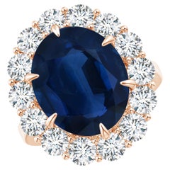 Angara GIA Certified Natural Classic Blue Sapphire Rose Gold Ring with Diamond