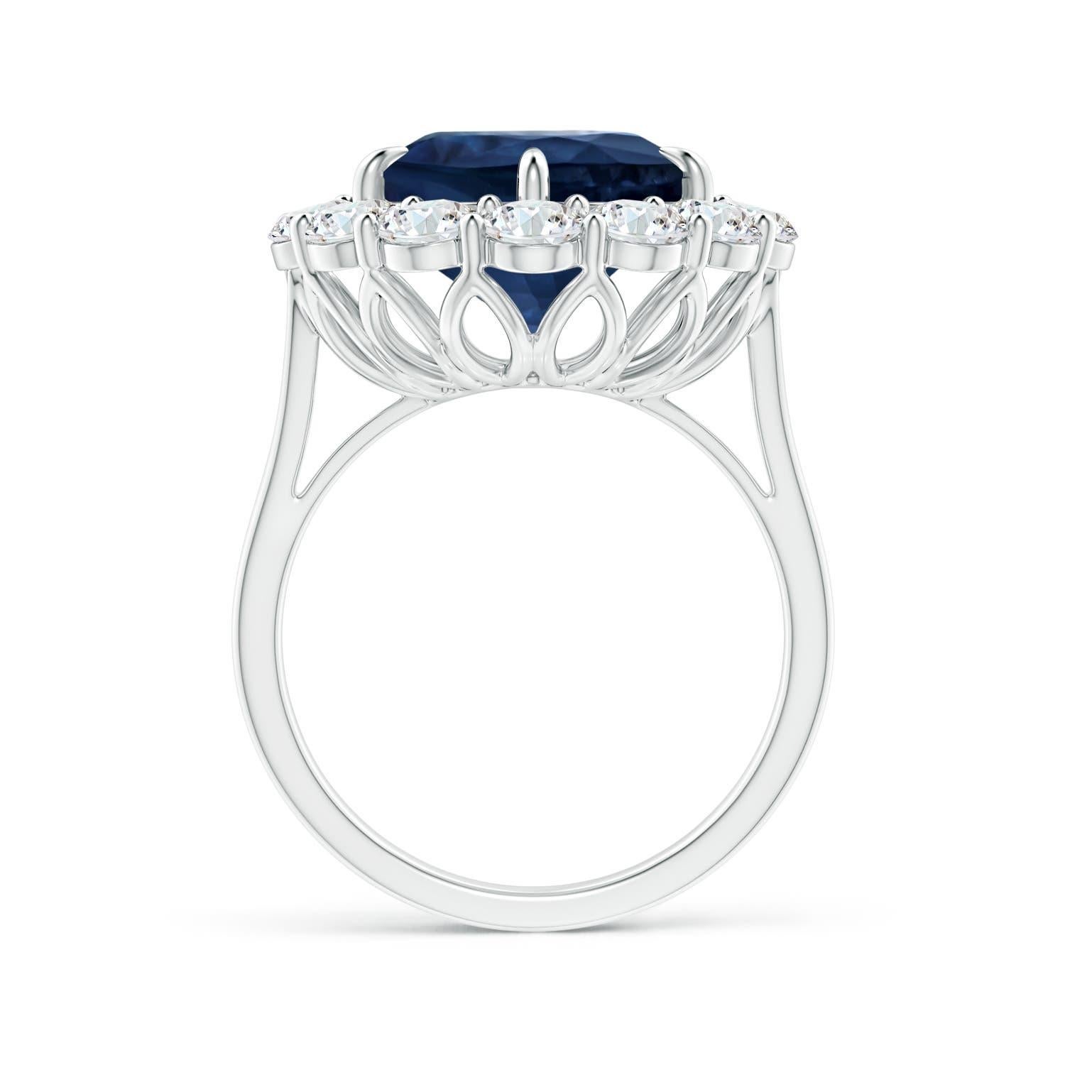 GIA Certified Natural Classic Blue Sapphire 18K White Gold Ring with Diamond 2