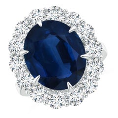 Angara GIA Certified Natural Classic Blue Sapphire White Gold Ring with Diamond