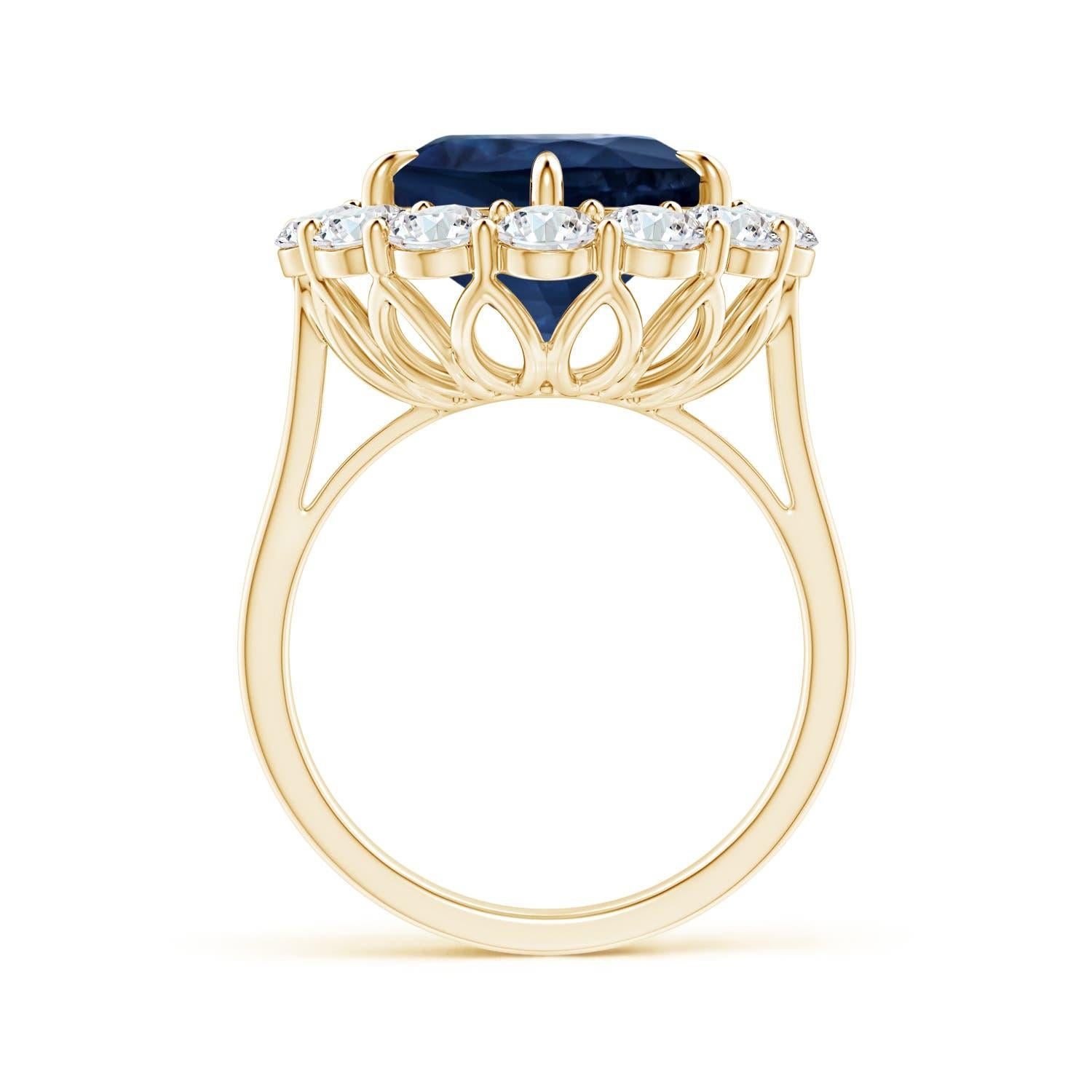 For Sale:  Angara GIA Certified Natural Classic Blue Sapphire Yellow Gold Ring with Diamond 2