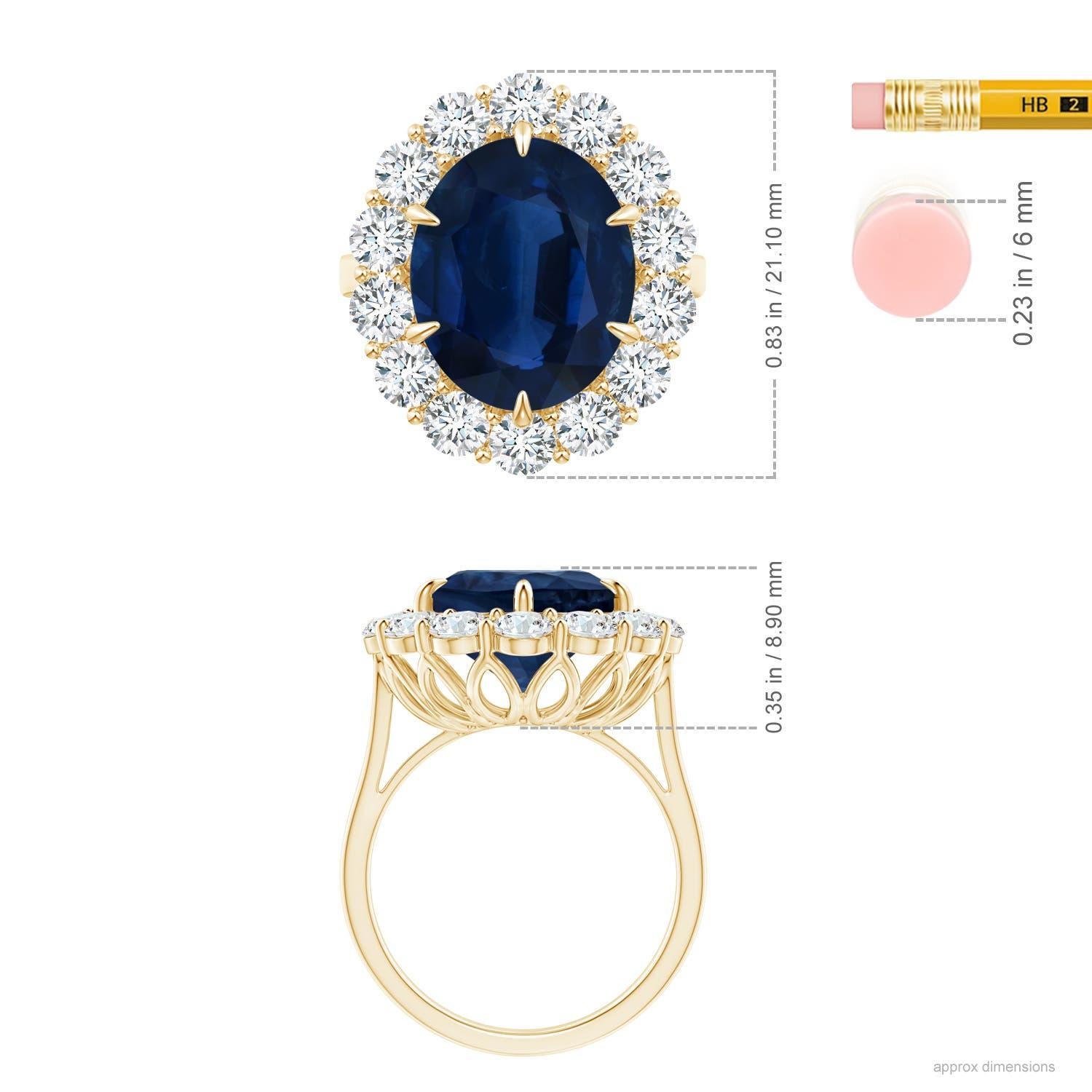 For Sale:  Angara GIA Certified Natural Classic Blue Sapphire Yellow Gold Ring with Diamond 4