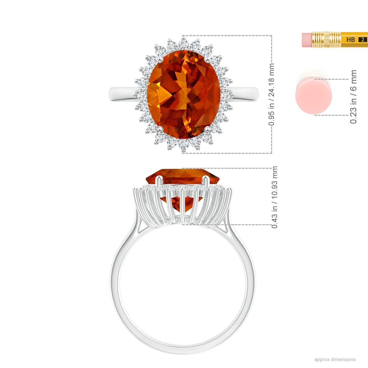 For Sale:  Angara GIA Certified Natural Classic Oval Citrine Floral Halo Ring in Platinum 4