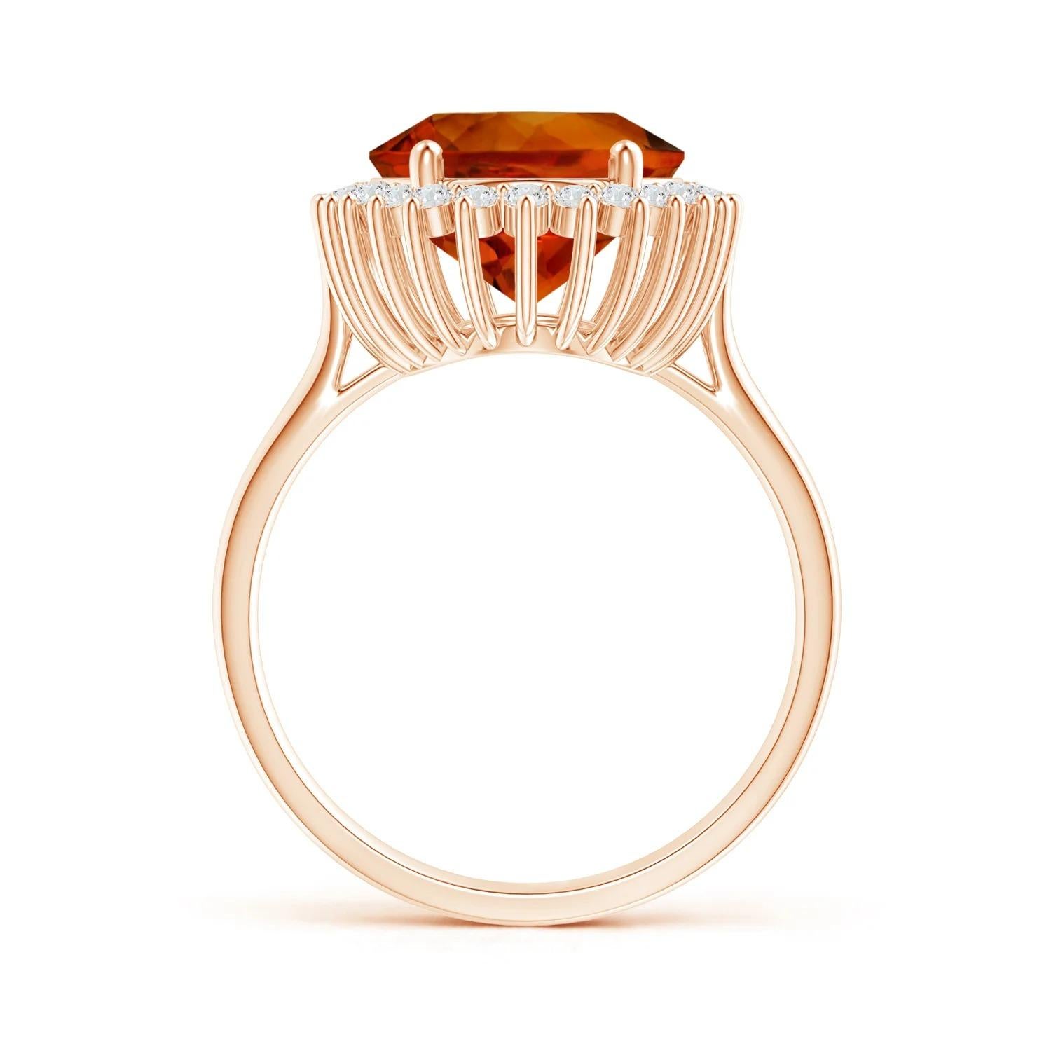 For Sale:  Angara GIA Certified Natural Classic Oval Citrine Floral Halo Ring in Rose Gold 2